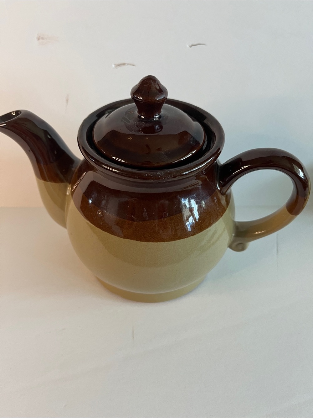 Vintage style two toned brown tea pot